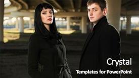  Presentation with road intersection - Cool new slide deck with young fashionable couple under highway backdrop and a  colored foreground