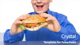  Presentation with young children at school - Cool new slide set with young fat school boy eating backdrop and a ocean colored foreground