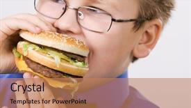  Presentation with young children at school - Slides with young fat school boy eating background and a coral colored foreground