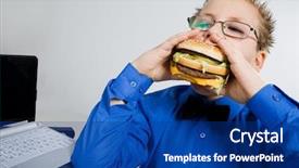  Presentation with young children at school - Slide deck consisting of young fat school boy eating background and a navy blue colored foreground