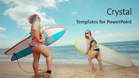  Presentation with beautiful skin and beach - Cool new slides with young fat woman and skinny backdrop and a light blue colored foreground