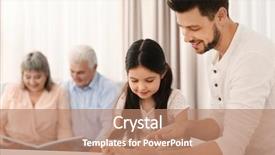  Presentation with daughter - Cool new PPT theme with young father and cute daughter backdrop and a coral colored foreground