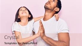  Presentation with praying hands - Audience pleasing slides consisting of young-father-and-daughter-wearing backdrop and a coral colored foreground