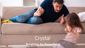  Presentation with father - Audience pleasing presentation theme consisting of young-father-and-little-girl backdrop and a coral colored foreground