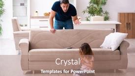  Presentation with father - Audience pleasing theme consisting of young-father-and-little-girl backdrop and a coral colored foreground