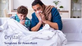  Presentation with caring - Beautiful theme featuring young father caring for sick son backdrop and a sky blue colored foreground
