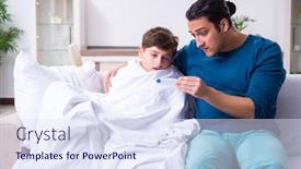  Presentation with caring - Cool new PPT theme with young father caring for sick son backdrop and a sky blue colored foreground