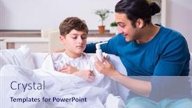  Presentation with caring - PPT layouts with young-father-caring-for-sick background and a sky blue colored foreground