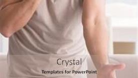  Presentation with baby crying - Cool new presentation design with young father dad frustrated at crying baby backdrop and a coral colored foreground