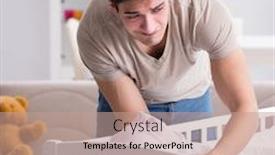  Presentation with crying baby - Cool new PPT layouts with young father dad frustrated at crying baby backdrop and a coral colored foreground