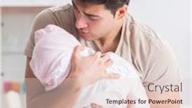  Presentation with crying baby - Slide set with young-father-dad-frustrated background and a lemonade colored foreground