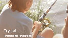  Presentation with fishing plastics bottles in the sea - Slide deck featuring  background and a  colored foreground