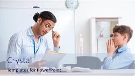  Presentation with exam - Slide deck with young-father-helping-his-son background and a lemonade colored foreground