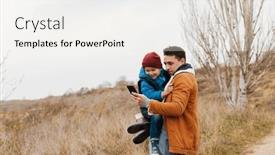  Presentation with father - Slide set with young-father-holding-his-cute background and a white colored foreground