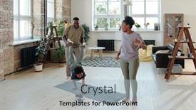  Presentation with father son hands - Presentation design featuring young-father-holding-legs background and a light blue colored foreground