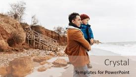  Presentation with walk - Slides having young-father-holding background and a coral colored foreground