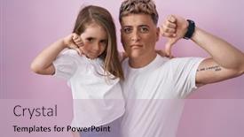  Presentation with daughter - PPT theme consisting of young-father-hugging-daughter-over background and a soft green colored foreground