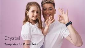  Presentation with daughter - Slide deck consisting of young-father-hugging-daughter-over background and a  colored foreground