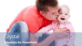  Presentation with happy baby - Slides with young-father-kissing-happy-baby background and a  colored foreground
