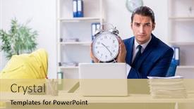  Presentation with newborn - Colorful PPT theme enhanced with young-father-looking-after-newborn backdrop and a yellow colored foreground