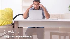  Presentation with newborn - Cool new slide deck with young-father-looking-after-newborn backdrop and a coral colored foreground