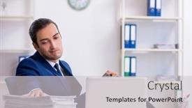  Presentation with newborn - Presentation enhanced with young-father-looking-after-newborn background and a light gray colored foreground