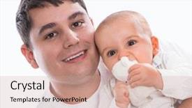  Presentation with happy birthday baby - Slides enhanced with young father or single parent background and a coral colored foreground