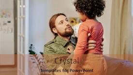  Presentation with saying - Slides consisting of young-father-sitting-in-front background and a red colored foreground