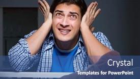  Presentation with baby crying - Theme having young-father-under-stress-due background and a ocean colored foreground