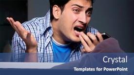  Presentation with crying baby - Beautiful presentation theme featuring young-father-under-stress-due backdrop and a ocean colored foreground