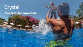  Presentation with family medical leave act - Audience pleasing PPT theme consisting of young father with active baby backdrop and a teal colored foreground