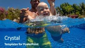  Presentation with family medical leave act - Presentation design featuring young father with active baby background and a ocean colored foreground