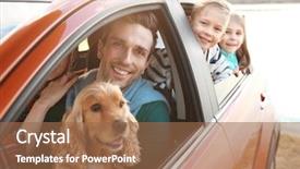  Presentation with young children - Slide deck featuring young father with cute children background and a coral colored foreground