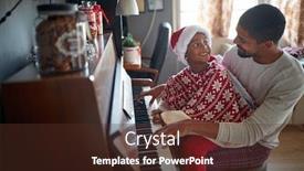  Presentation with christmas play - PPT layouts having young-father-with-little-daughter background and a tawny brown colored foreground