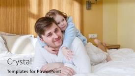  Presentation with sweet - Slide deck consisting of young-father-with-sweet-daughter background and a sky blue colored foreground