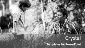  Presentation with black father - Amazing PPT theme having young-father backdrop and a gray colored foreground