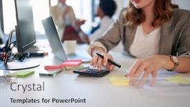  Presentation with joy - Audience pleasing theme consisting of young-female-account-manager-using backdrop and a sky blue colored foreground