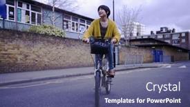  Presentation with bicycle - Colorful theme enhanced with young-female-adult-riding backdrop and a  colored foreground
