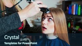  Presentation with machine - Cool new presentation theme with young-female-afraid-the-machine backdrop and a navy blue colored foreground