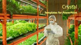  Presentation with vertical farm - Beautiful slide deck featuring young-female-agronomist-in-white backdrop and a tawny brown colored foreground