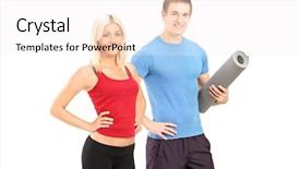  Presentation with athletes - Slides enhanced with young female and male athletes posing isolated against white background background and a white colored foreground