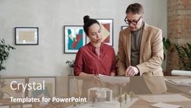  Presentation with architect - Slides having young-female-architect background and a coral colored foreground