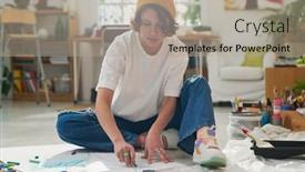  Presentation with crayon - Theme consisting of young-female-artist-or-designer background and a coral colored foreground