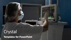  Presentation with medical assistant - Slide deck enhanced with young-female-assistant-in-gloves background and a dark gray colored foreground