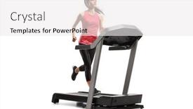  Presentation with running treadmill - Slide set having young-female-athlete-running background and a white colored foreground