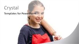  Presentation with female - PPT theme with young-female-baker-isolated background and a white colored foreground