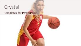  Presentation with basketball female - PPT layouts featuring young-female-basketball-player-leading background and a lemonade colored foreground