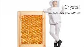  Presentation with bee - PPT layouts enhanced with young-female-bee-keeper background and a white colored foreground