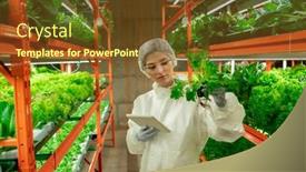  Presentation with vertical farm - Beautiful theme featuring young-female-biologist-in-protective backdrop and a tawny brown colored foreground