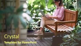  Presentation with botanical garden - Cool new slide deck with young-female-biology-student-listen backdrop and a tawny brown colored foreground